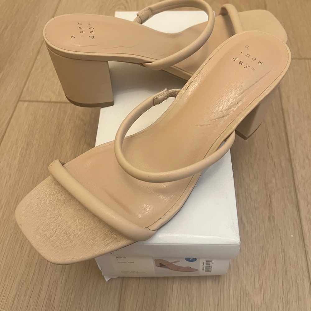 a new day Nude Double-Strap Block Heel Sandals